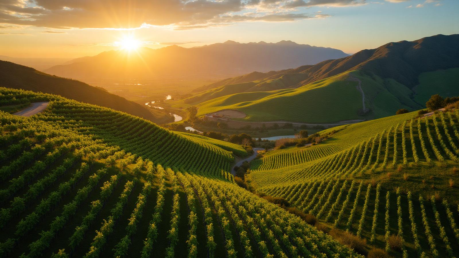 Aerial view of vineyards